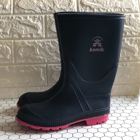 Kamik Blue and Pink Rain Boots Galoshes 5 - Picture 3 of 8